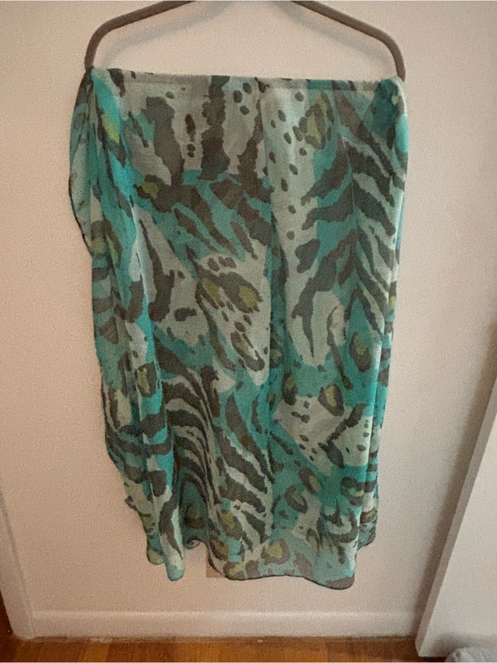 Aqua & Olive Animal Print Sheer Scarf